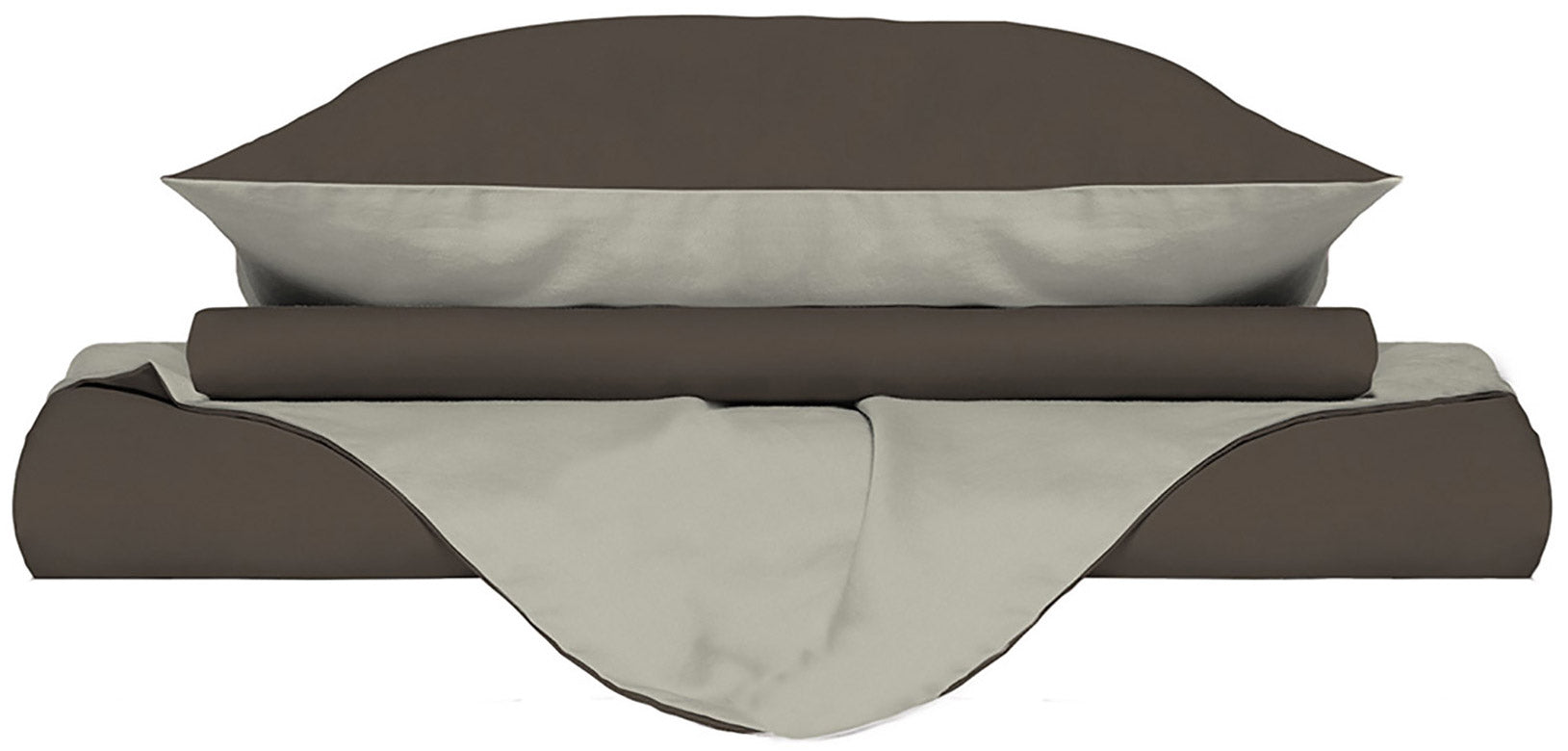 Copripiumino con Sacco e Federe Doubleface Marrone/Panna 1 Piazza e Mezzo