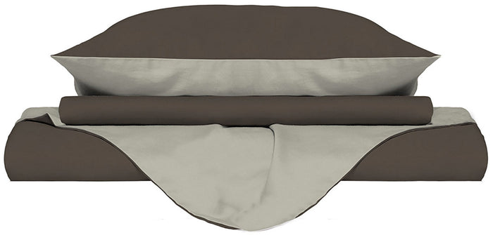 Copripiumino con Sacco e Federe Doubleface Marrone/Panna 1 Piazza e Mezzo