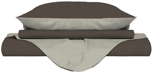 Copripiumino con Sacco e Federe Doubleface Marrone/Panna Singolo