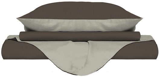 Copripiumino con Sacco e Federe Doubleface Marrone/Panna Singolo