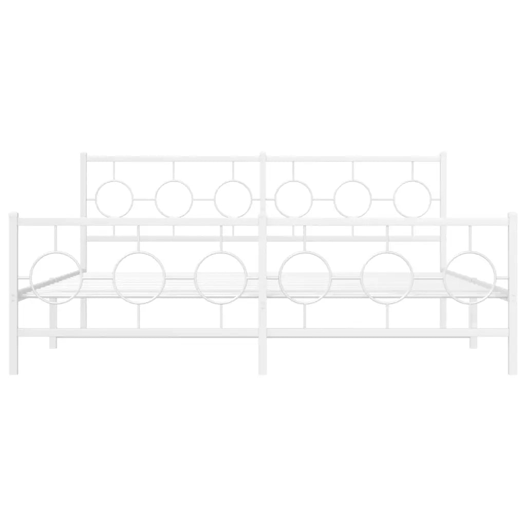 Giroletto con Testiera e Pediera Metallo Bianco 180x200 cm