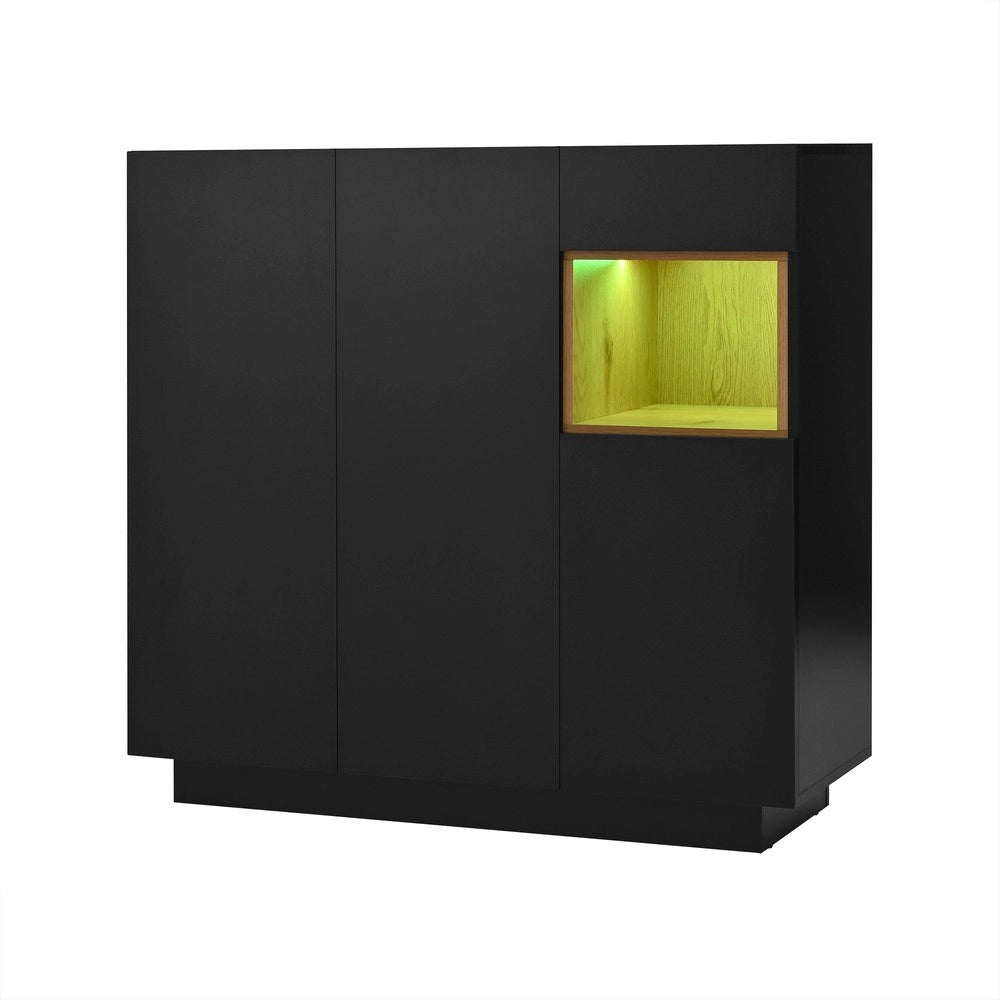 Scarpiera con cassetto e ripiani regolabili ¨C MINIMAL ¨C Nero, legno, 14-18 paia