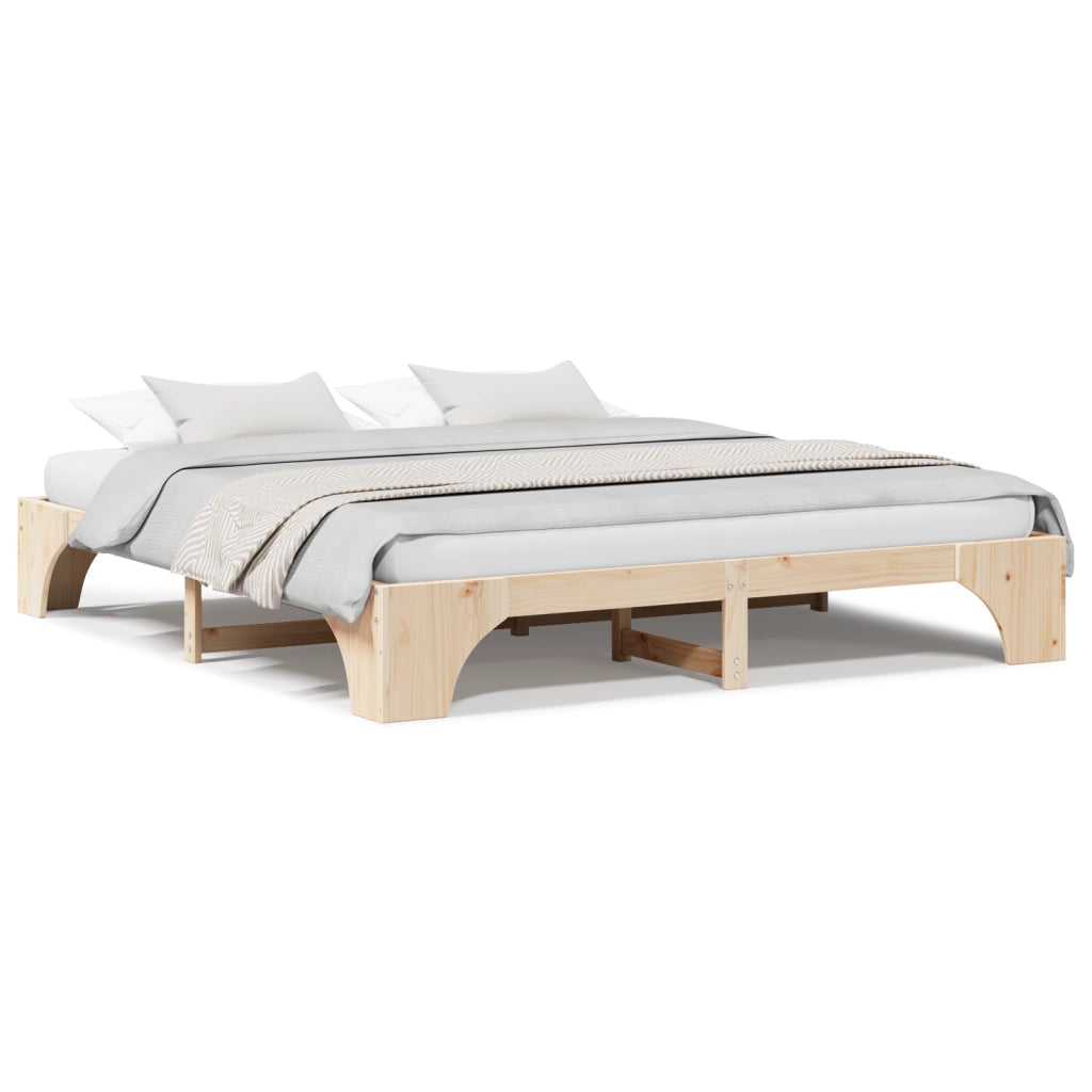 Struttura Letto Naturale Legno Massello di Pino 180 x 200 cm