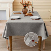 Tavolo coperto con finitura in lino, lavabile, impermeabile, per sala da pranzo, giardino, festa, matrimonio o casa, 140 x 140 cm - Grigio chiaro