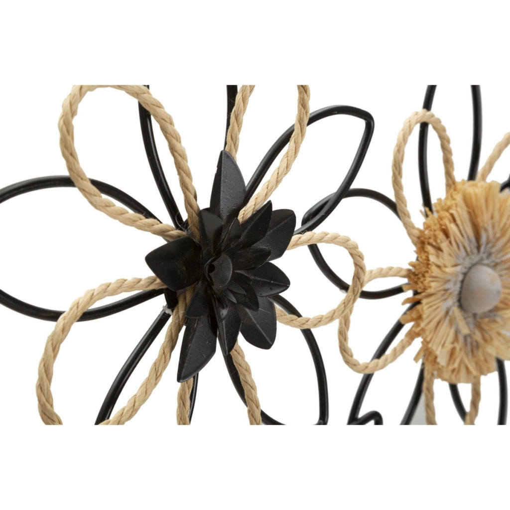 Decorazione in Metallo 3D Fiori 51, Marrone, Metallo, 60x4x35 cm