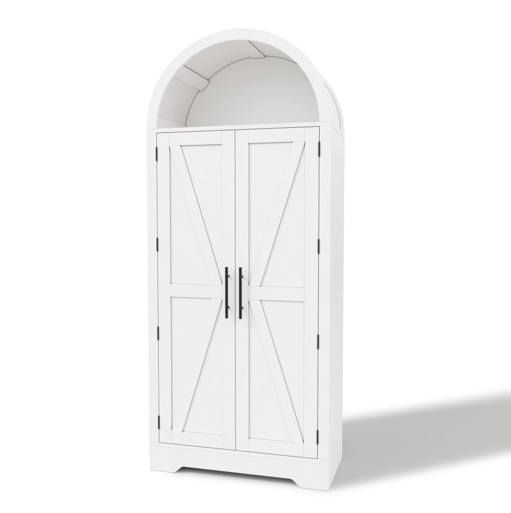 Credenza alta 70x35x170 cm bianca – vano aperto e contenitore