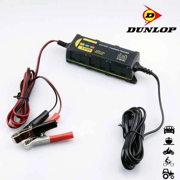 Caricabatterie Mantenitore Batteria Auto Moto Portatile + Cavetti 6V 12V Dunlop