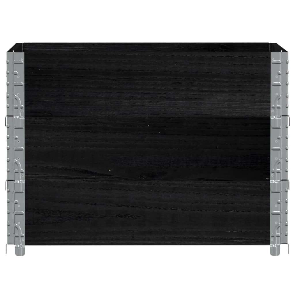 Vassoio per fioriera aiuola rialzata piante fiori terrazza giardino 80 x 60 cm legno massello di pino nero 02_0037886