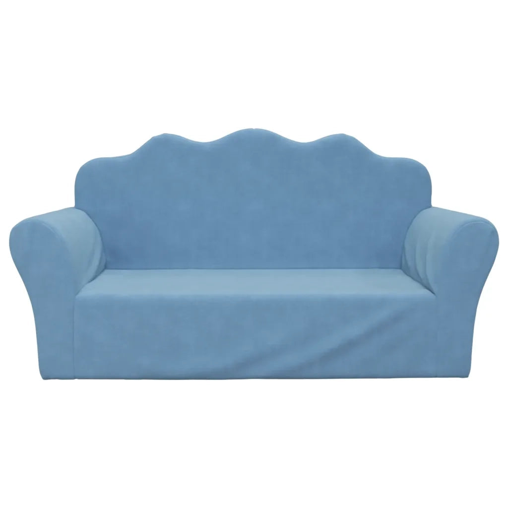 Divano per Bambini a 2 Posti-Sofa-Divanetto Blu in Morbido Peluche 574908