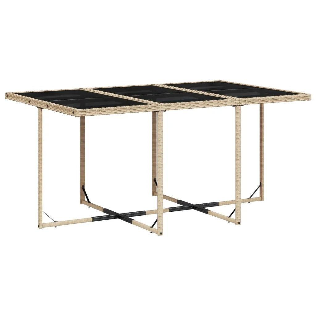 Set Pranzo da Giardino 7 pz | Set Salotto da Giardino con Cuscini Beige Misto Polyrattan