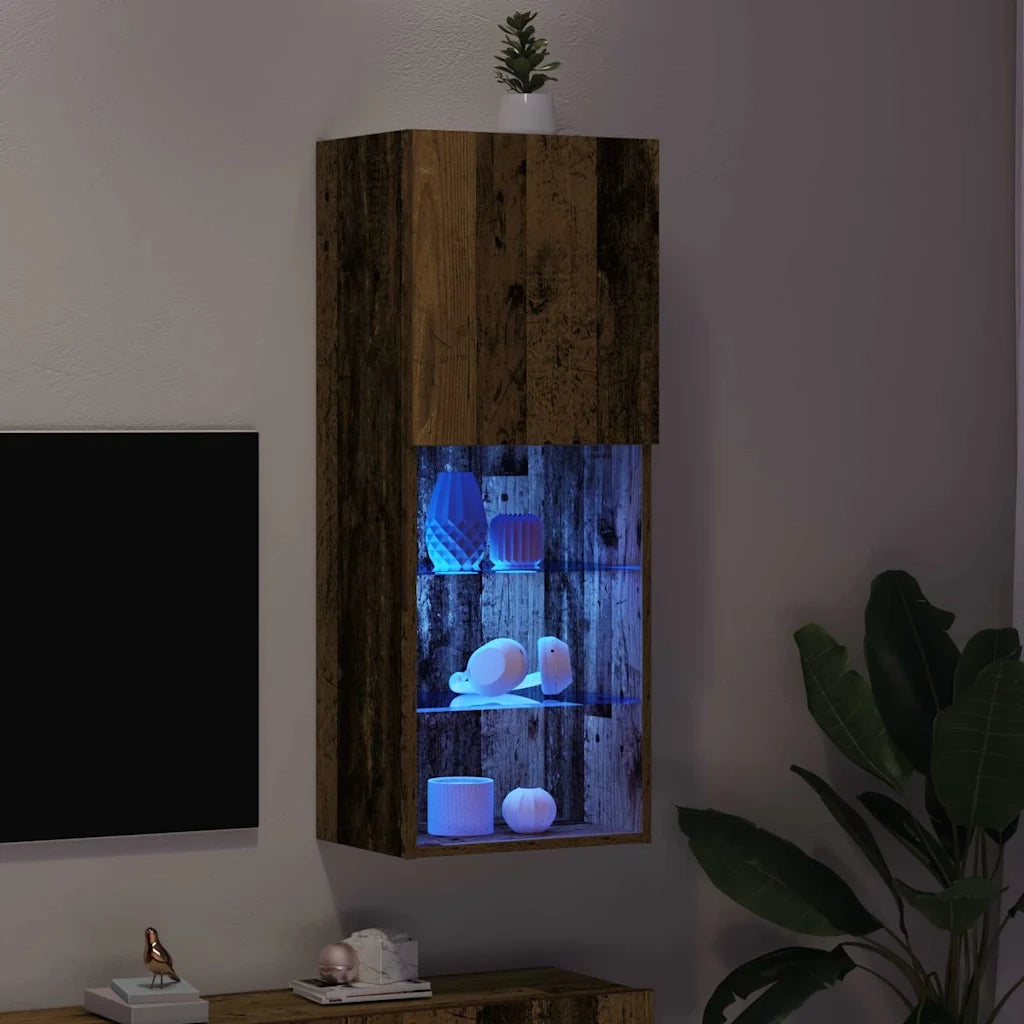 Set mobile TV | Armadietto TV | Mobile Porta TV con LED Legno vecchio 40,5 x 30 x 102 cm