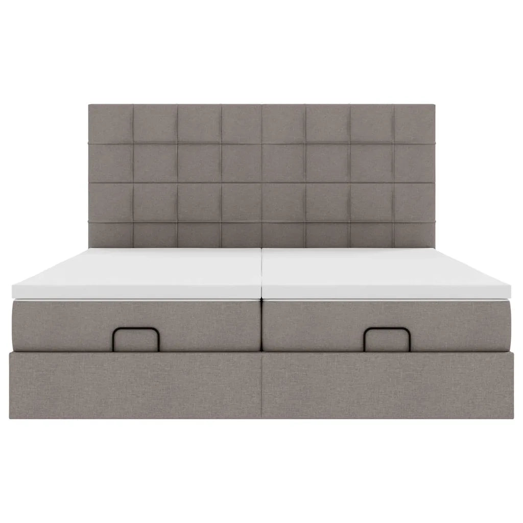 Struttura Letto Pouf con Materassi Tortora 180x200cm in Tessuto 3314545