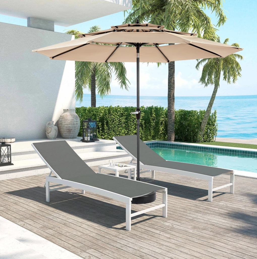Ombrellone da giardino 10 ft a 3 livelli con inclinazione automatica; khaki; in acciaio