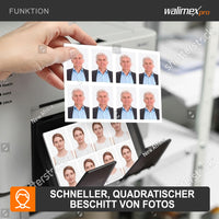 Taglierina per fototessere 50 x 50 mm, Fustellatrice manuale per taglio foto in formato fototessera, con manico ergonomico