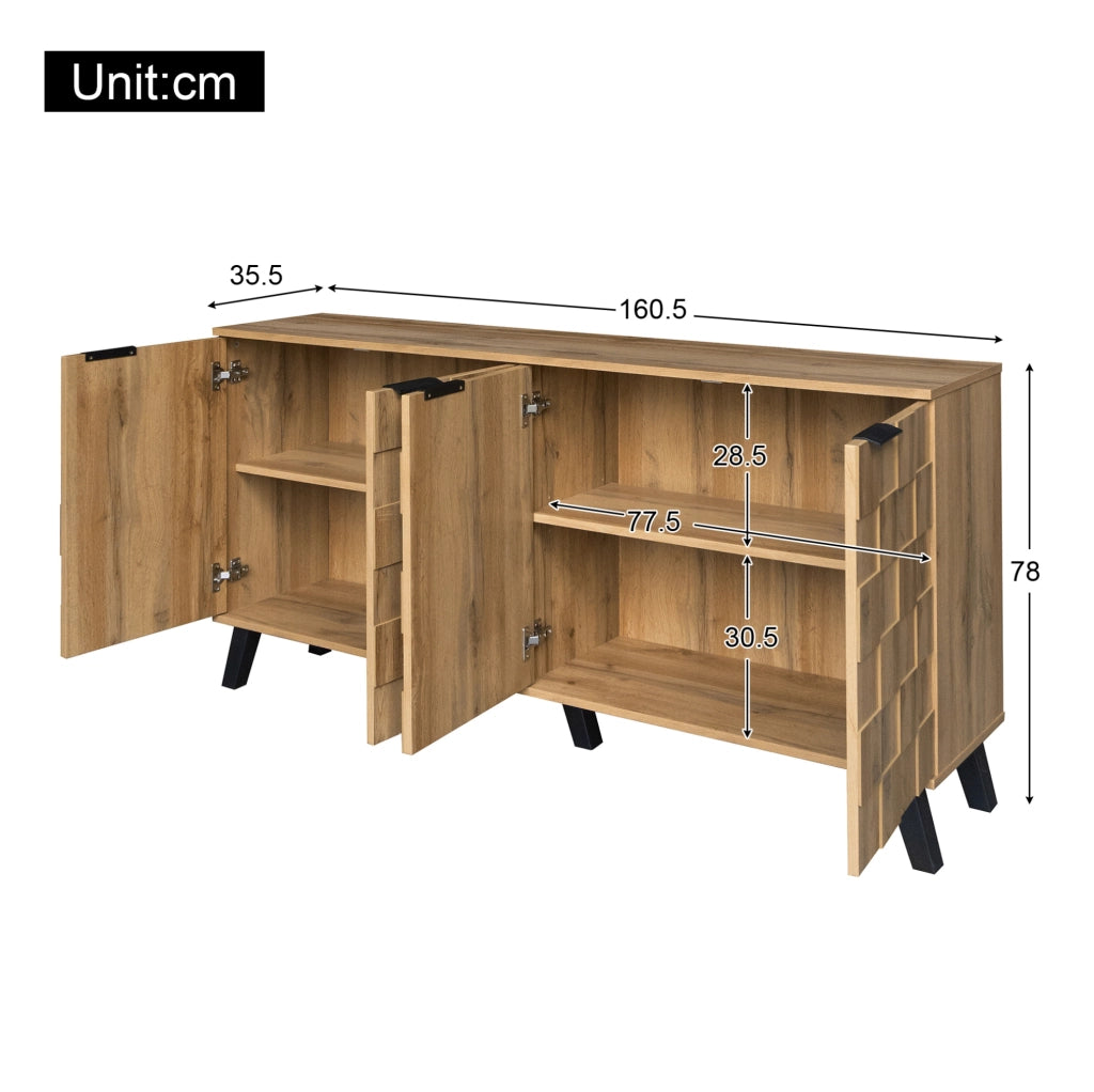 Credenza moderna 4 ante in legno con ripiani regolabili 160,5x35,5x78 cm