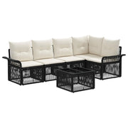 Set Divano da Giardino 6 pcs Nero polyrattan