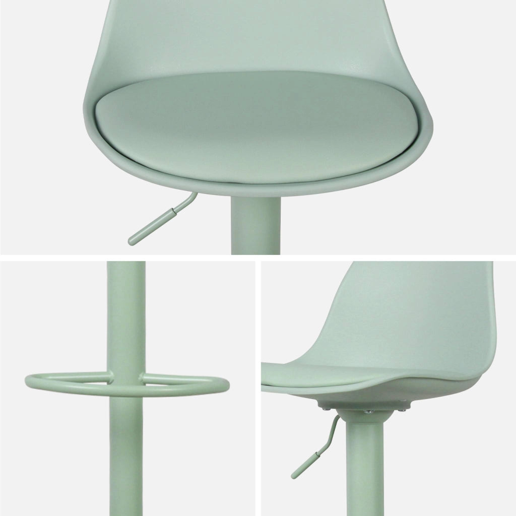 Set 2 sgabelli da bar in similpelle regolabili, verde celadon