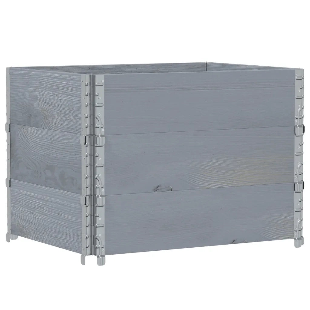 Paretali per Pallet 3pz Grigi 80x60cm in Legno Massello di Pino 3295364