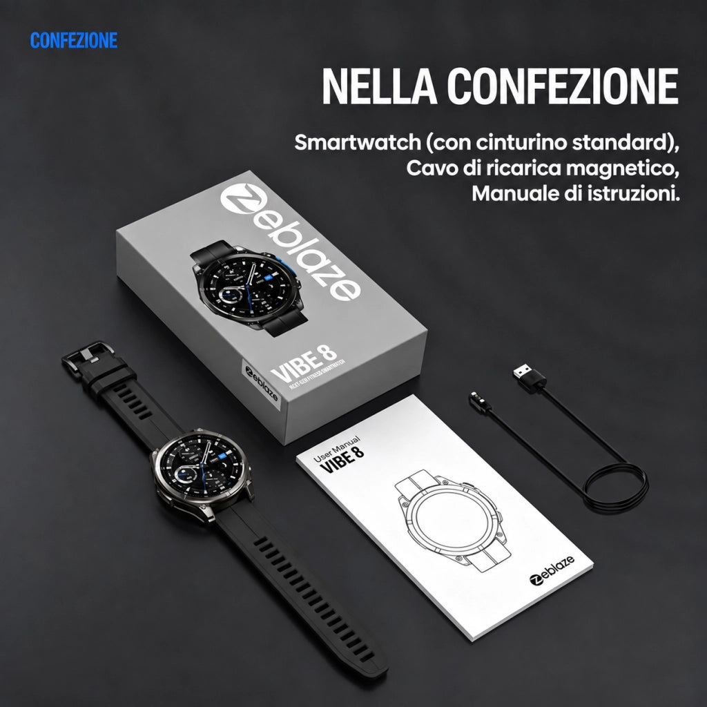 Smartwatch Orologio Intelligente con schermo AMOLED da 1;43 pollici; impermeabile 5ATM IP69K; monitoraggio della frequenza cardiaca; SpO2; sonno e attività sportiva