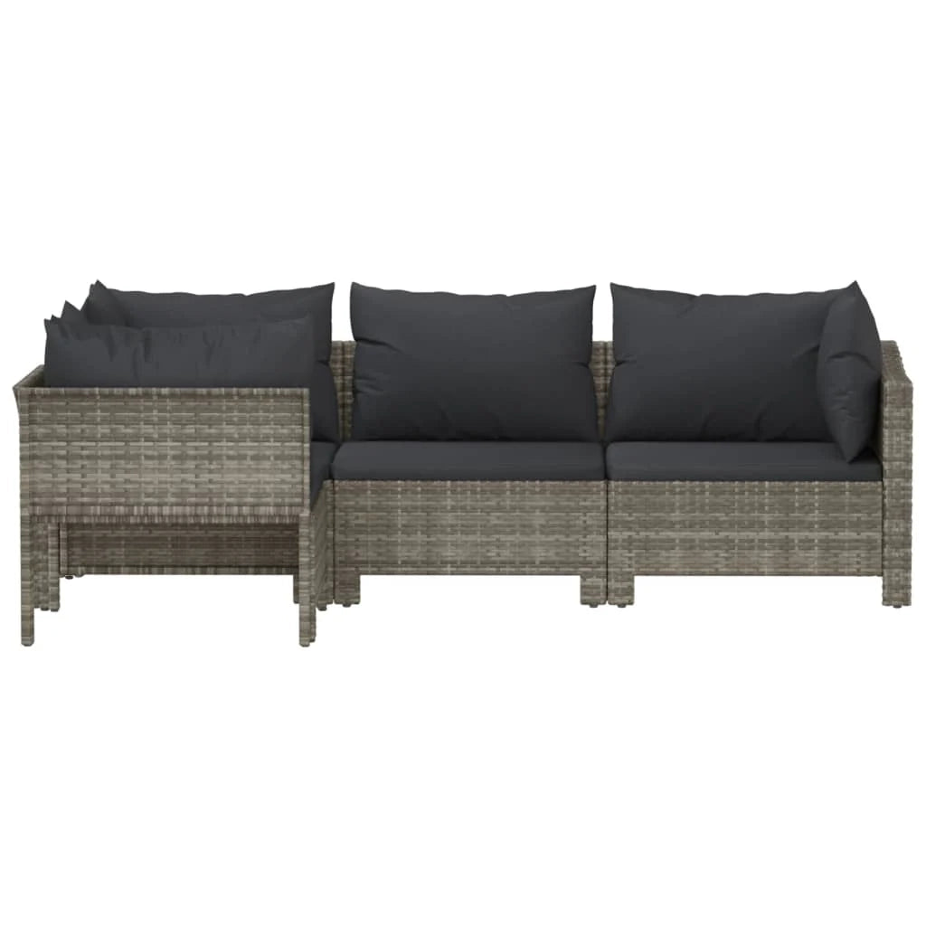 Set di mobili da giardino per esterni 4 pezzi con cuscini resina intrecciata grigia 02_0016154