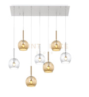 SOSP. BIANCO RETTANGOLARE 7 LUCI VETRI TUTTI PICCOLO (3X TR+ 4X AM) 1155BI-S7 RP-TA