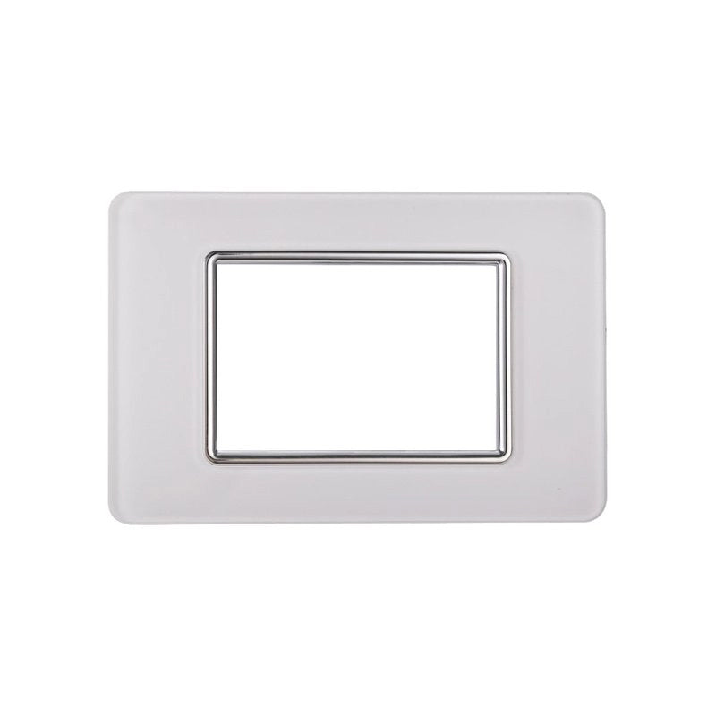 Placca In Vetro Serie Starlight 3P Colore Bianco Compatibile Con Vimar Plana