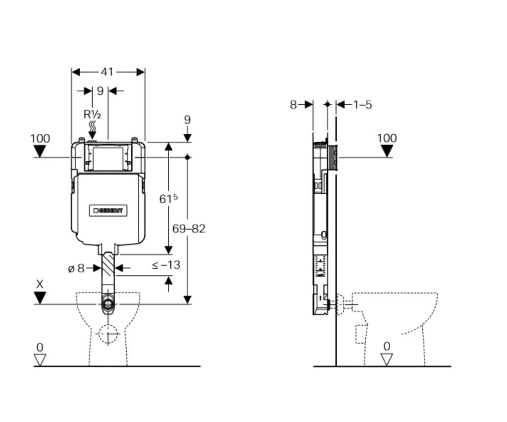Cassetta di Risciacquo da Incasso Geberit Sigma 8 cm 6 x 3 l