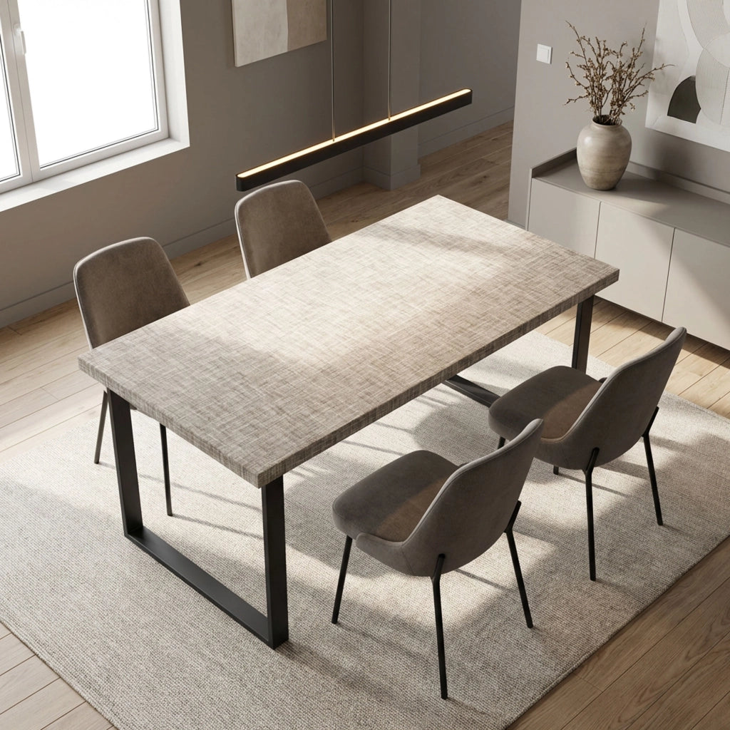 Fabri - Ripiano per Tavolo da Pranzo Rettangolare 220x100x5 cm in Legno Multistrato Finitura Grigio Testurizzato