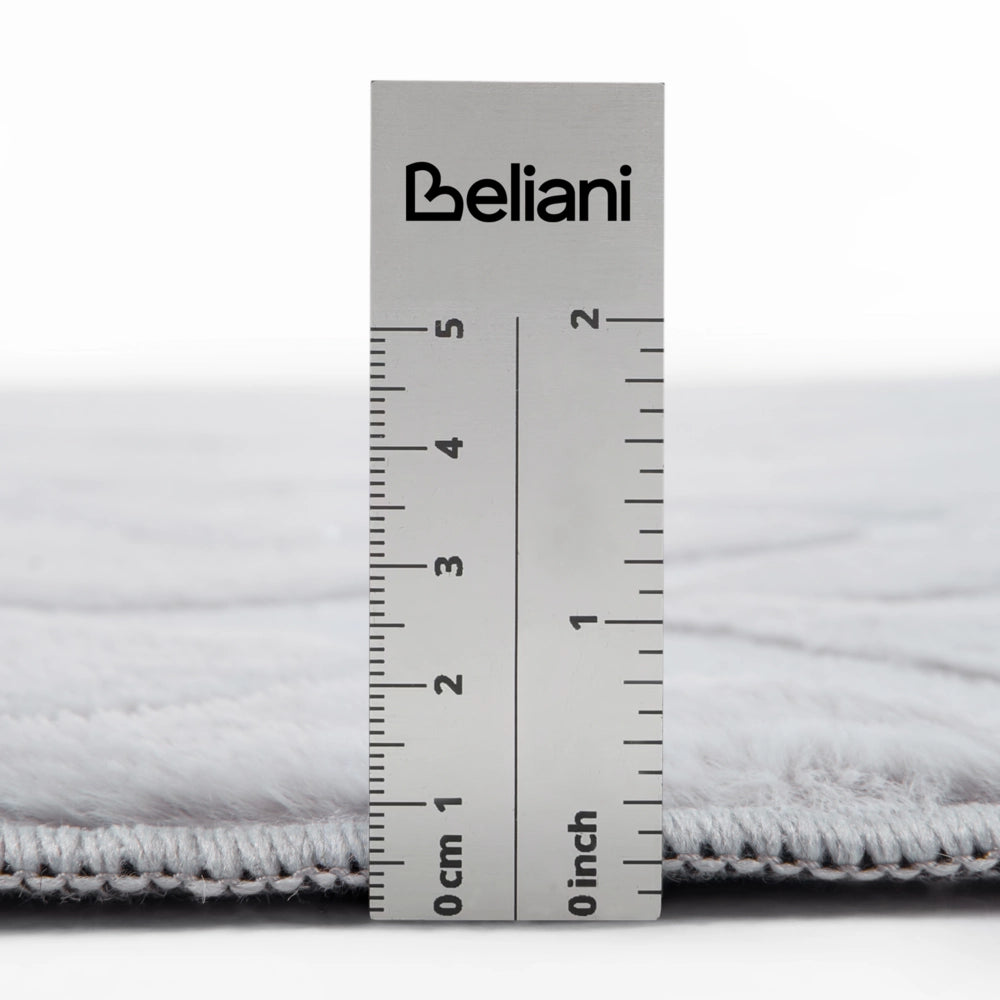 Tappeto da corridoio in pelliccia sintetica di coniglio grigio chiaro in poliestere, 80 x 300 cm, rotondo, morbido, a pelo lungo, motivo a foglie