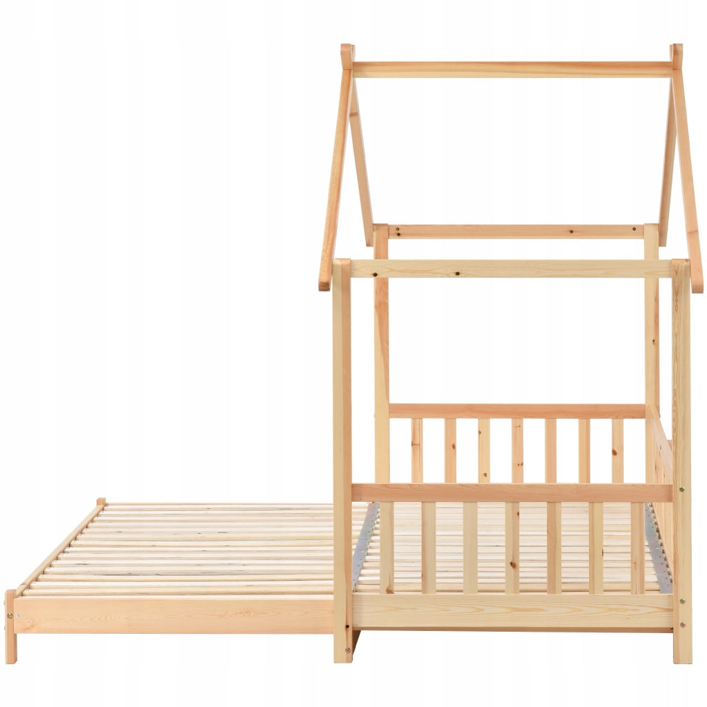 Letto per bambini 200x90 - Xylo - Estraibile a forma di casa sull'albero colore legno