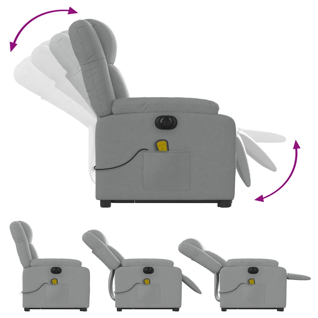 Poltrona Alzapersona Massaggi Elettrica Grigio Chiaro Tessuto 3205238