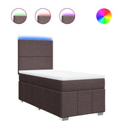 Letto singolo | Letto per adulti | Giroletto a Molle con Materasso Marrone Scuro 90x200 cm Tessuto