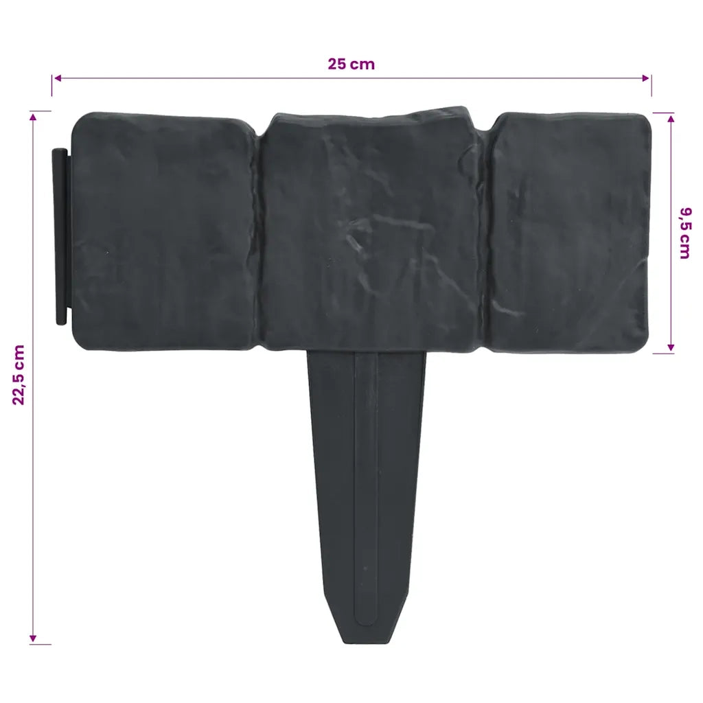 Bordura di Recinzione Prato Effetto Pietra 41 pz Plastica 10 m 314684