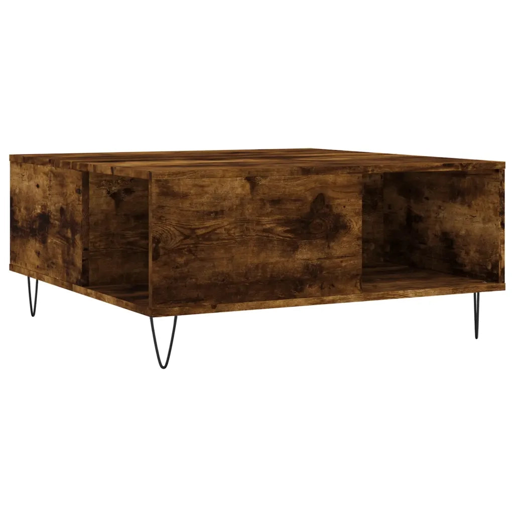 Tavolino da Salotto-Tavolino da soggiorno-Tavolo Rovere Fumo 80x80x36,5 cm Legno Multistrato 330691
