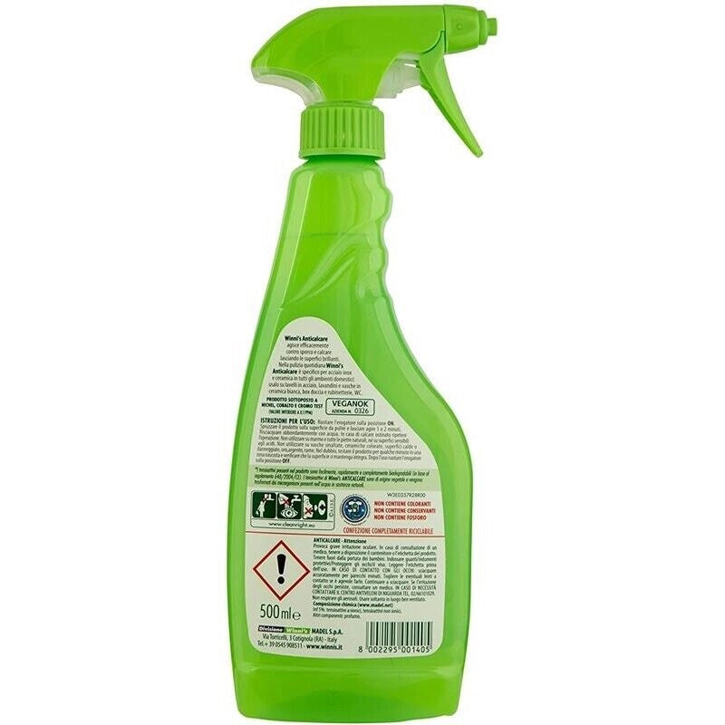WINNI'S NATUREL SPRAY ANTICALCARE SU ACCIAIO INOX E CERAMICA 500 ML