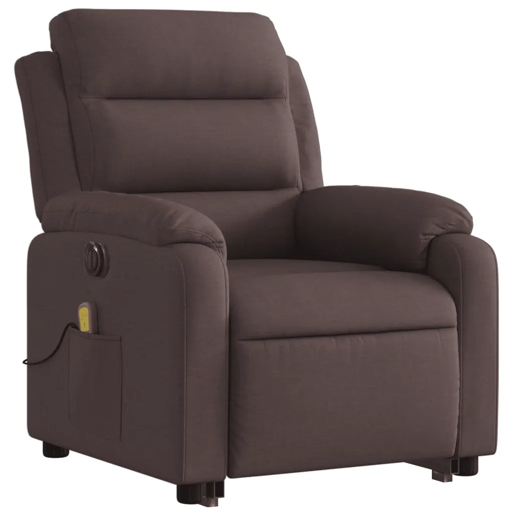 Poltrona Alzapersona Massaggio Elettrica Marrone Scuro Tessuto 3205021