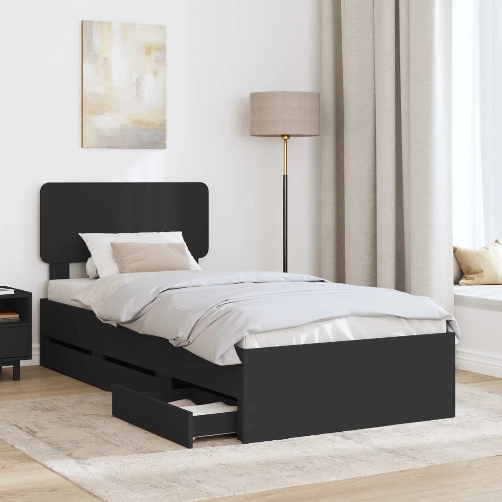 Struttura del letto-Giroletto Nero 75 x 190 cm Legno ingegnerizzato 967552