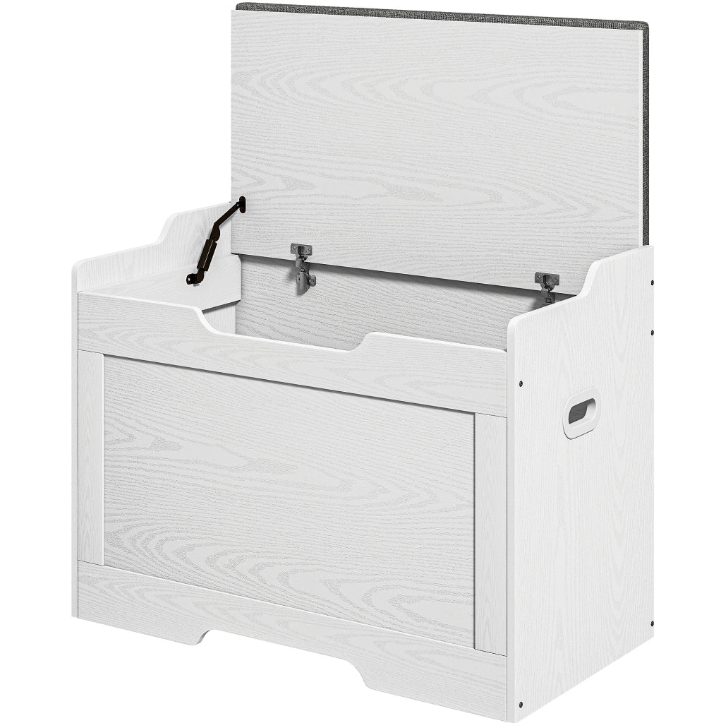 Panca contenitore con coperchio e cuscino removibile; 75 x 40 x 56 cm; bianca