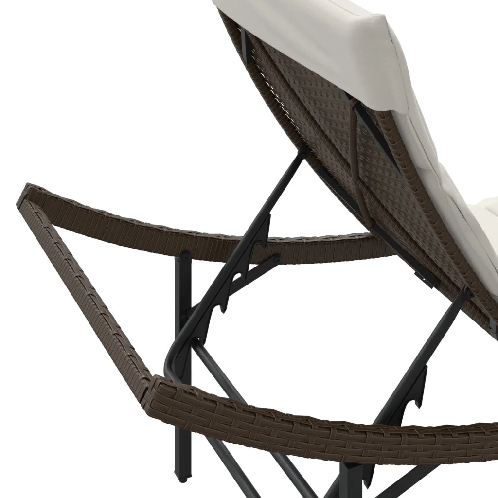 Lettini Prendisole 2 pz | Sdraio da giardino | Lettino da sole con Cuscini Marrone in Polyrattan