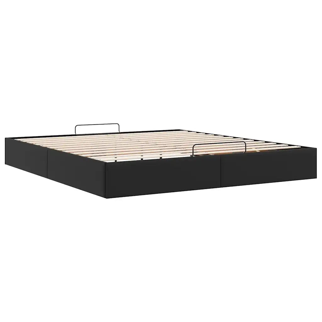 Struttura Letto Pouf senza Materasso Nero 180x200 cm Similpelle 3310814