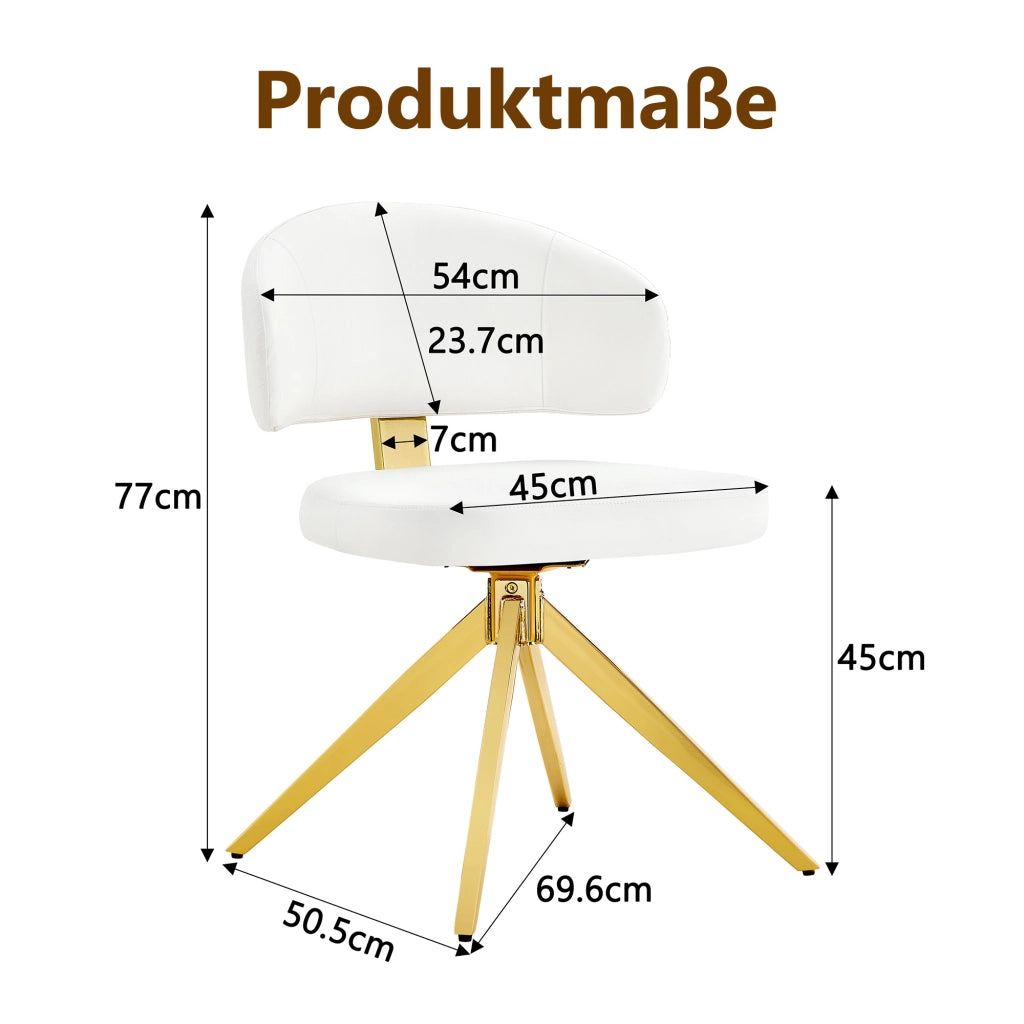 SEDIA girevole 360° Set da 2 in PU Bianco con struttura in metallo