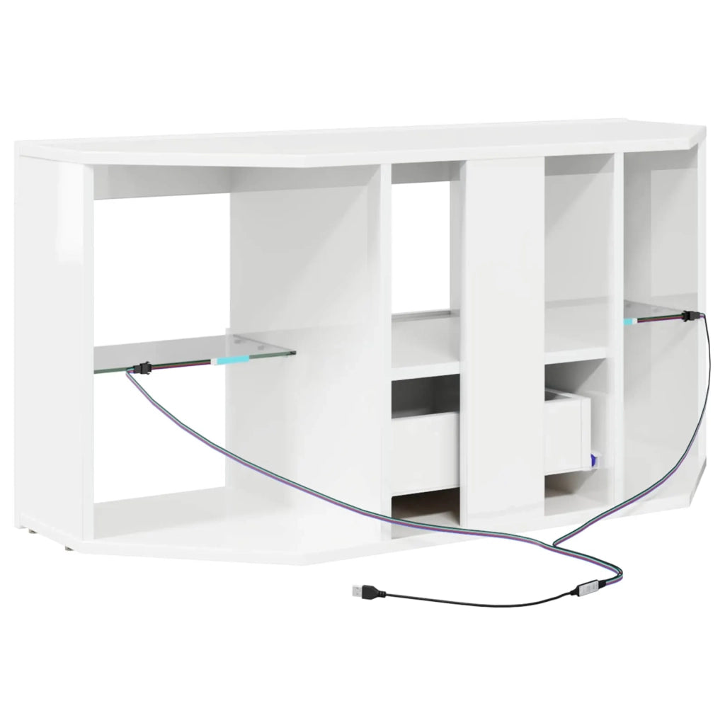 Mobile TV LED Angolare Bianco ad Alto Lucido 100 x 40 x 50 cm 889799