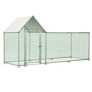 Recinto per polli con serratura e tetto inclinato per esterno in metallo e PE argento 300×100×150 cm