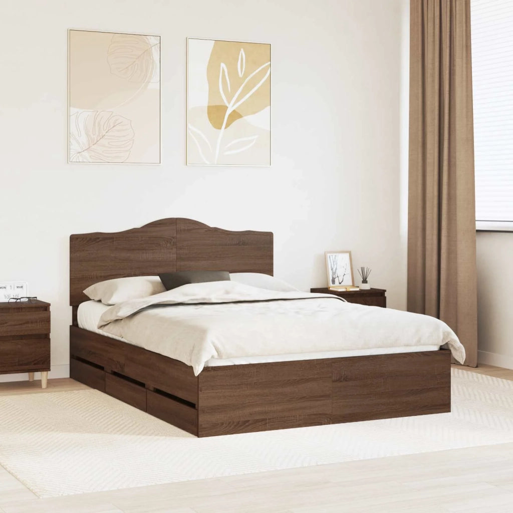 Struttura del letto con cassetto Rovere Marrone 150 x 200 cm