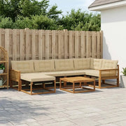 Set di divani da esterno con cuscino 7 pcs Naturale e Beige