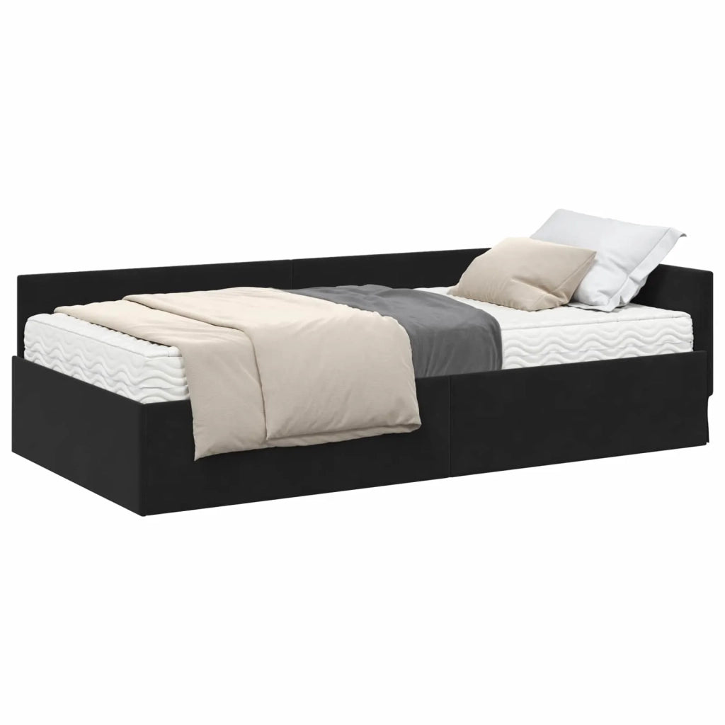 Struttura Letto Angolare con Materasso Altro 2 pcs Nero Velluto