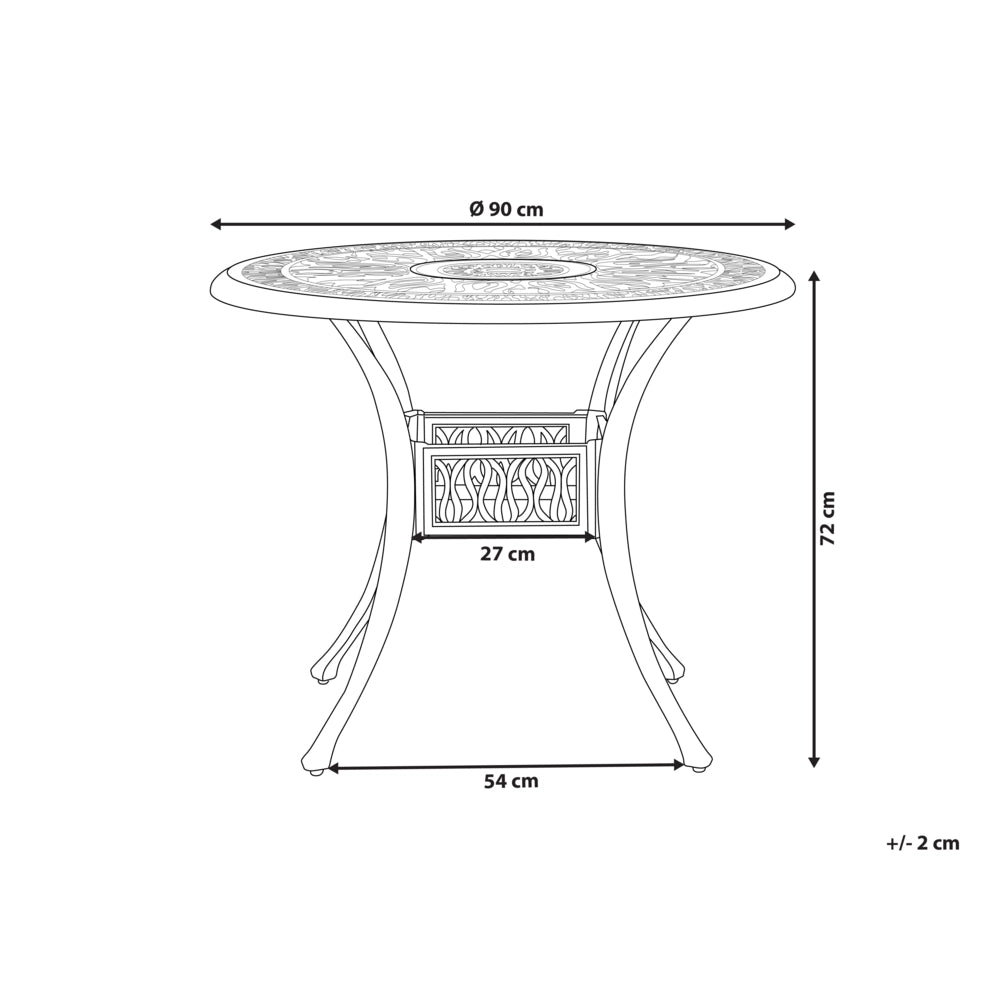 Tavolo da pranzo da giardino in alluminio marrone rotondo ø 90 cm da esterno vintage