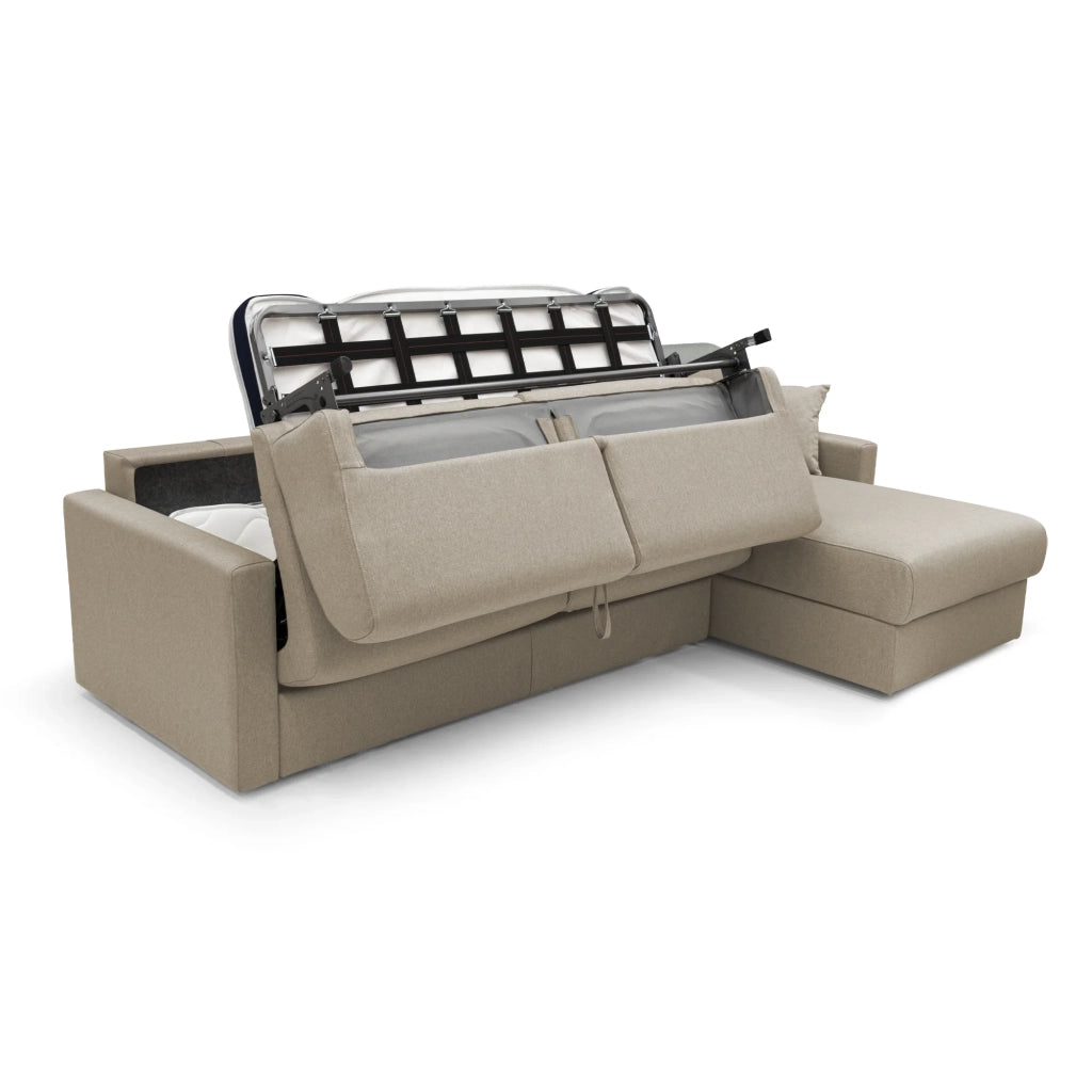 Chris Divano letto angolare 5 posti in tessuto impermeabile T13 248 cm Sinistro (mat. 120x197) beige