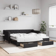 Divano Letto Estraibile con Cassetti-Sofa Letto-Daybed Nero 90x190 cm in Tessuto 830104