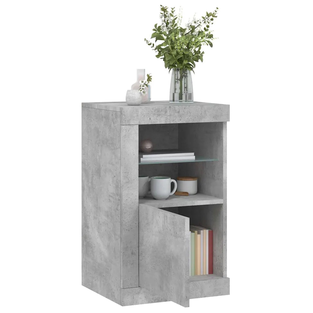 Armadietto con Luci LED Grigio Cemento in Legno Multistrato 836636